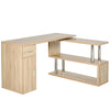 L-Shaped Rotating Computer Desk Home Office Study Workstation with Storage Shelves, Cabinet and Drawer for Home & Office, Natural