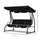 3 Seat Outdoor Free Standing Swing Bench Porch Swing with Stand, Comfortable Cushioned Fabric & Included Canopy, Black