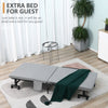 Rollaway Bed, Folding Bed with 3.25" Mattress, Portable Foldable Guest Bed with Adjustable Backrest, and Metal Frame on Wheels, Light Grey