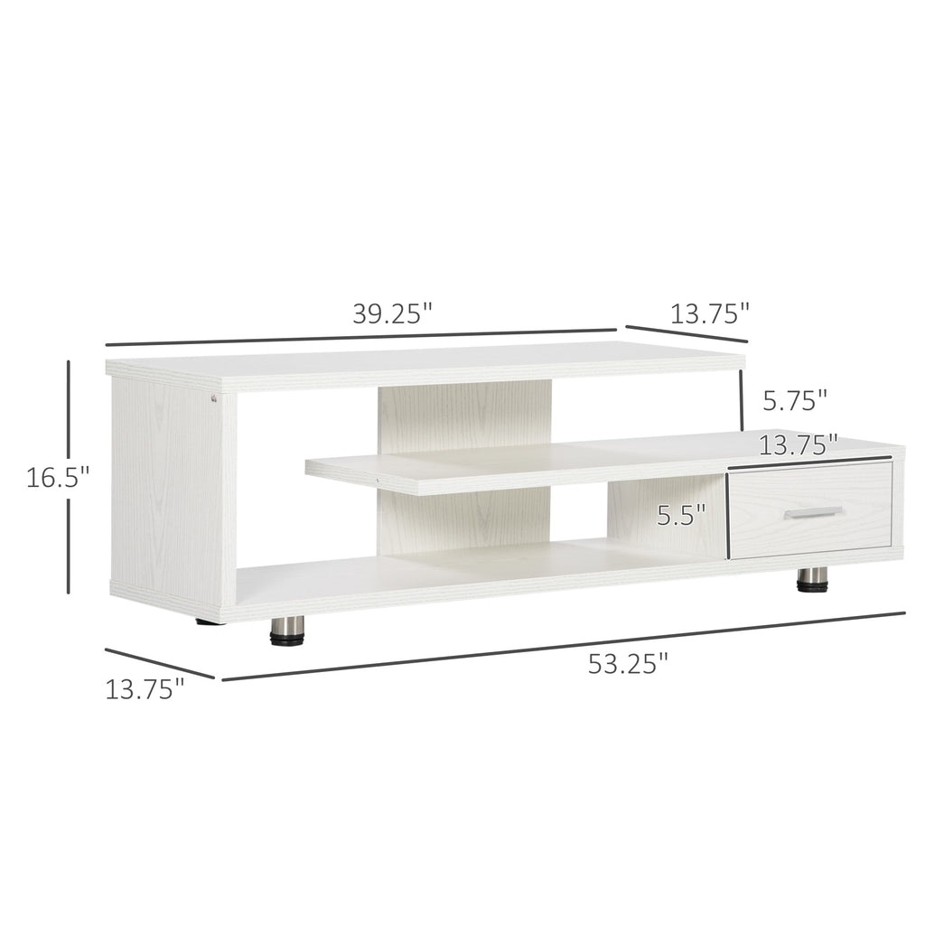 Modern TV Stand for TVs up to 45", TV Cabinet with Storage Shelf and Drawer, Entertainment Center for Living Room Bedroom, White