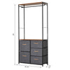 Industrial Storage Cabinet Coat Rack Bedroom Hall Tree Organiser with Long Coat Hanger  5 Drawers & Storage Shelf