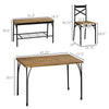Industrial Dining Table Set for 6 People, 6 Piece Kitchen Table and Chairs Set, Dinner Table with Bench, Storage Shelf, Rustic Brown