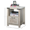 Industrial Side Table with 1 Drawer 1 Shelf  Retro End Desk with Big Tabletop for Living Room Bedroom Dorm, Natural