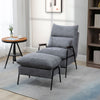 Accent Chair with Ottoman, Reclining Comfy Chair with Adjustable Backrest, Steel Frame and Pillow for Living Room, Bedroom, Light Grey