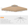 9.8' x 9.8' Gazebo Replacement Canopy, Gazebo Top Cover with Double Vented Roof for Garden Patio Outdoor (TOP ONLY), Khaki