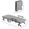Rollaway Bed, Folding Bed with 3.25" Mattress, Portable Foldable Guest Bed with Adjustable Backrest, and Metal Frame on Wheels, Light Grey