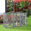 Wooden Outdoor Cat House Catio Kitten Enclosure Indoor Cage with Asphalt Roof, Multi-Level Platforms and Large Enter Door - 71"L, Grey