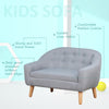 2-Seat Kids Sofa Linen Fabric and Wooden Frame Sofa for Kids and Toddlers Ages 3-6, 11" High Seat, Grey