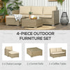 3 Pieces Sectional Patio Furniture Set, Outdoor Wicker Rattan Sofa Couch with Table, Storage, 52.75"x30"x29.5", Khaki
