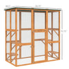 Large Wooden Outdoor Cat House Catio Enclosure, Kitten Cage with Weather Protection, Cat Patio with 6 Platforms - 71"L, Orange