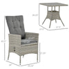 3 Pieces PE Rattan Bistro Set, Outdoor Recliner Chairs w/ Tea Table Conversation Furniture Set, Dark Blue