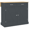 Rolling Kitchen Island with Drop Leaf Wood Breakfast Bar, Farmhouse Kitchen Cart with 2 Drawers, Adjustable Shelves for Dining Room, Dark Gray