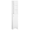 Linen Cabinet Slim Bathroom Storage Cabinet Freestanding Bathroom Tall Organizer Tower Cupboard Adjustable Shelves Wooden Furniture White