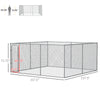 Heavy Duty Outdoor Dog Kennel Galvanized Chain Link Fence, Pet Run House Chicken Coop with Secure Lock Mesh Sidewalls for Backyard, Silver