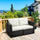2 Pieces Patio Wicker Corner Sofa Set, Outdoor Freely Combination PE Rattan Furniture, W/ Curved Armrests & Padded Cushion for Balcony