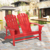 Outdoor Adirondack Chair, Wooden Loveseat Bench, Lounger Armchair with Flat Back for Garden, Deck, Patio, Fire Pit, Red