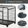Heavy Duty Metal Dog Crate Pet Cage & Kennel with Removable Tray 4 Wheels & Folding Design Indoor Grey