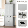 72" Traditional Kitchen Pantry Cabinet Cupboard Freestanding Pantry Cabinet with Doors and 3 Adjustable Shelves, Grey
