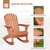 Wooden Adirondack Rocking Chair Outdoor Lounge Chair Fire Pit Seating with Slatted Wooden Design, Fanned Back for Patio, Lawn Teak