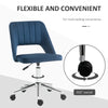 Modern Mid Back Office Chair with Velvet Fabric, Swivel Computer Armless Desk Chair with Hollow Back Design for Home Office, Blue