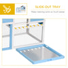 48" Wooden Rabbit Hutch Bunny Cage with Waterproof Asphalt Roof, Fun Outdoor Run, Removable Tray and Ramp, Light Blue