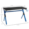 47in Gaming Desk with RGB LED Lights Racing Style Gaming Table with Cup Holder & Cable Management, Blue