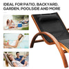 Outdoor Chaise Wood Lounge Chair with Pillow, Armrests, Breathable Sling Mesh and Comfortable Curved Design for Patio, Deck, and Poolside