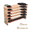 Stackable Wine Rack, 72-Bottle Holder, Wooden Wine Rack for Kitchen, Cellar, Floor Wine Rack with Solid Wood, Wine Bottle rack, Natural Wood
