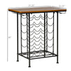 24-Bottle Industrial Modern Wine Rack Table, Freestanding 6 Tier Wine Bottle Organizer with Glass Stemware Holder, Natural/Black