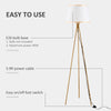 Modern Tripod Floor Lamp Free Standing Land Lamp w/ Steel Frame, Footswitch, Fabric Lampshade and E26 Base for Living Room, Bedroom, Gold
