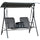 2 Person Porch Swing with Canopy, Covered Patio Swing with Pivot Storage Table, Cup Holder, & Adjustable Overhead Canopy, Grey