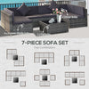 7-Piece Patio Furniture Sets Outdoor Wicker Conversation Sets All Weather Rattan Sofa set with Cushions & Tempered Glass Desktop, Grey
