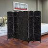 6' Tall Wicker Weave 6 Panel Room Divider Wall Divider, Black