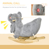Kids Plush Ride-On Rocking Horse Koala-shaped Plush Toy Rocker with Gloved Doll Realistic Sounds for Child 18-36 Months Grey