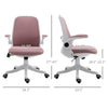 Linen-Touch Fabric Office Desk Chair Swivel Task Chair with Adjustable Lumbar Support, Height and Flip-up Padded Arms, Pink