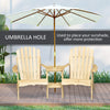 Set of 2 Wooden Adirondack Chairs, Outdoor Double Seat with Center Table and Umbrella Hole for Patio, Backyard, Deck, Fire Pit, Natural