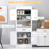 Kitchen Hutch Cabinet with Countertop, Kitchen Pantry Storage Cabinet with Wide Drawer, Buffet Hutch, White