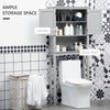Modern Over The Toilet Storage Cabinet, Double Door Bathroom Organizer with Inner Adjustable Shelf and Open Shelf, Grey