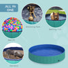 Dog Bathing Tub 12" x 63" Collapsible PVC Pet Foldable Swimming Pool  Green / Blue