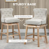 Upholstered Fabric Bar Height Bar Stools, 180° Swivel Nailhead-Trim Pub Chairs, 30" Seat Height with Rubber Wood Legs, Set of 4, Cream