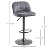 Adjustable Bar Stools Set of 2, Velvet Counter Height Barstool, Upholstered Kitchen Stool with Swivel Seat, Steel Frame, Footrest, â€ŽGrey