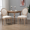French-Style Upholstered Dining Chairs Set of 2, Armless Accent Side Chairs with Linen-Touch Upholstery, Beige