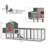 118" Extra Large Chicken Coop with Asphalt Roof, Wooden Hen House with Slide-out Tray, Quail Hutch with Nesting Box, Gray