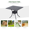 36" x 36" Square Metal Outdoor Patio Bistro Table with Center Umbrella Hole & Cast Iron Stylish Design