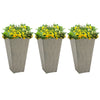 28" Tall Plastic Planters, 3-Pack, Large Taper Outdoor & Indoor Plastic Garden Flower Pots, for Entryway, Patio, Yard, Grey