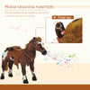 Children's Plush Interactive Ride-On Horse Toy with Sound, Dark Brown/White
