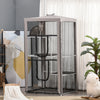 79"H Cat House Kitten Enclosure Mesh Playpen Steel Frame with 3 Platforms, 2 Doors and 4 Sandbags for Stability, Indoor/Outdoor