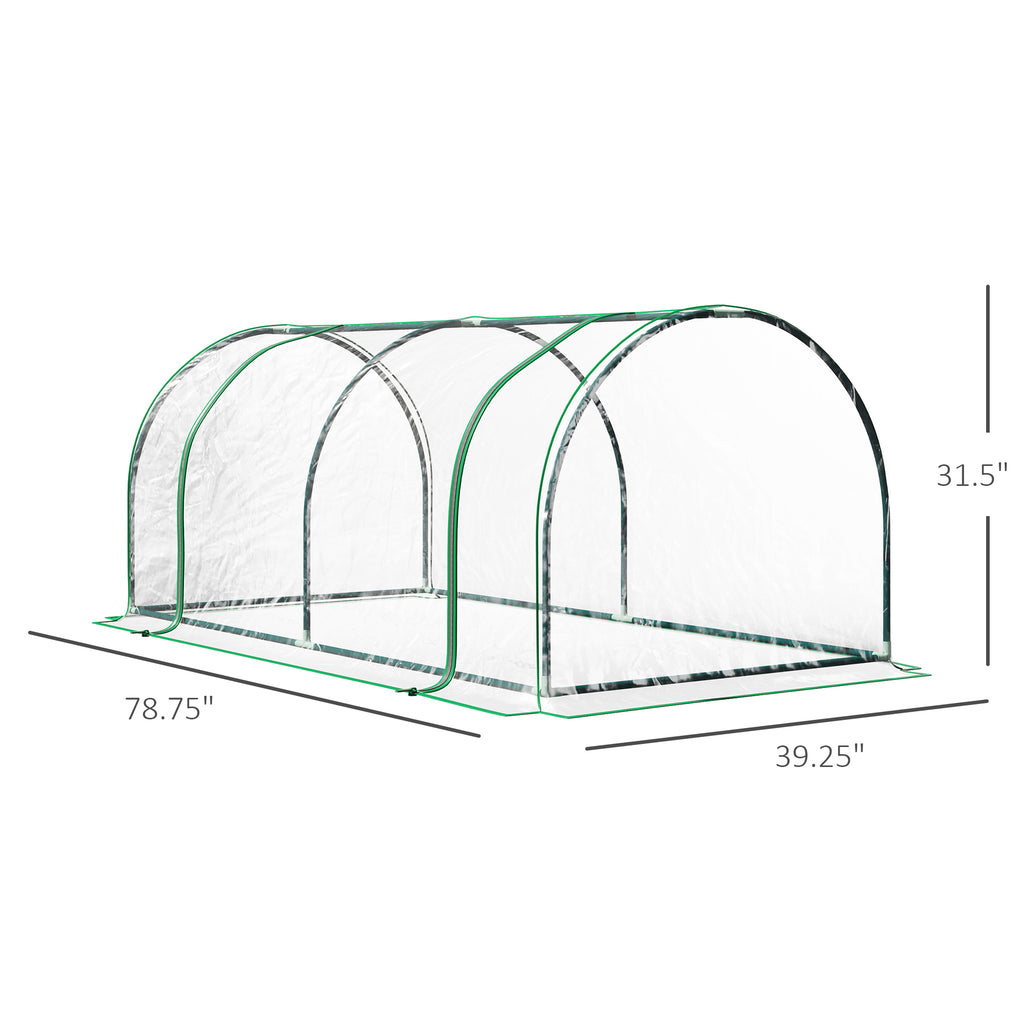 7' L x 3' W x 2.5' H Portable Tunnel Greenhouse for Outdoor Garden Hot House with 4 Zippered Doors, PVC Cover