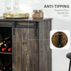 Industrial Cabinet 6-bottle Wine Rack Serving Buffet w/ Sliding Doors , Grey