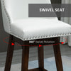 Bar Stools, Bar Stools with Backs, Nailhead Trim, Wood Legs for Kitchen, Bar, Bar Height Bar Stools, White